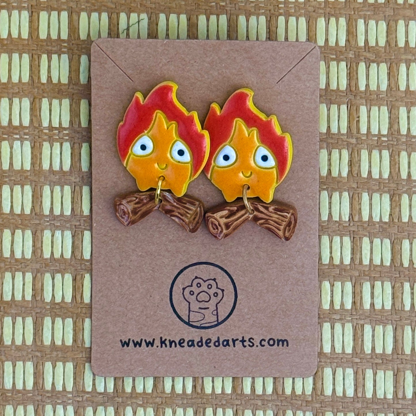 Calcifer earrings Red